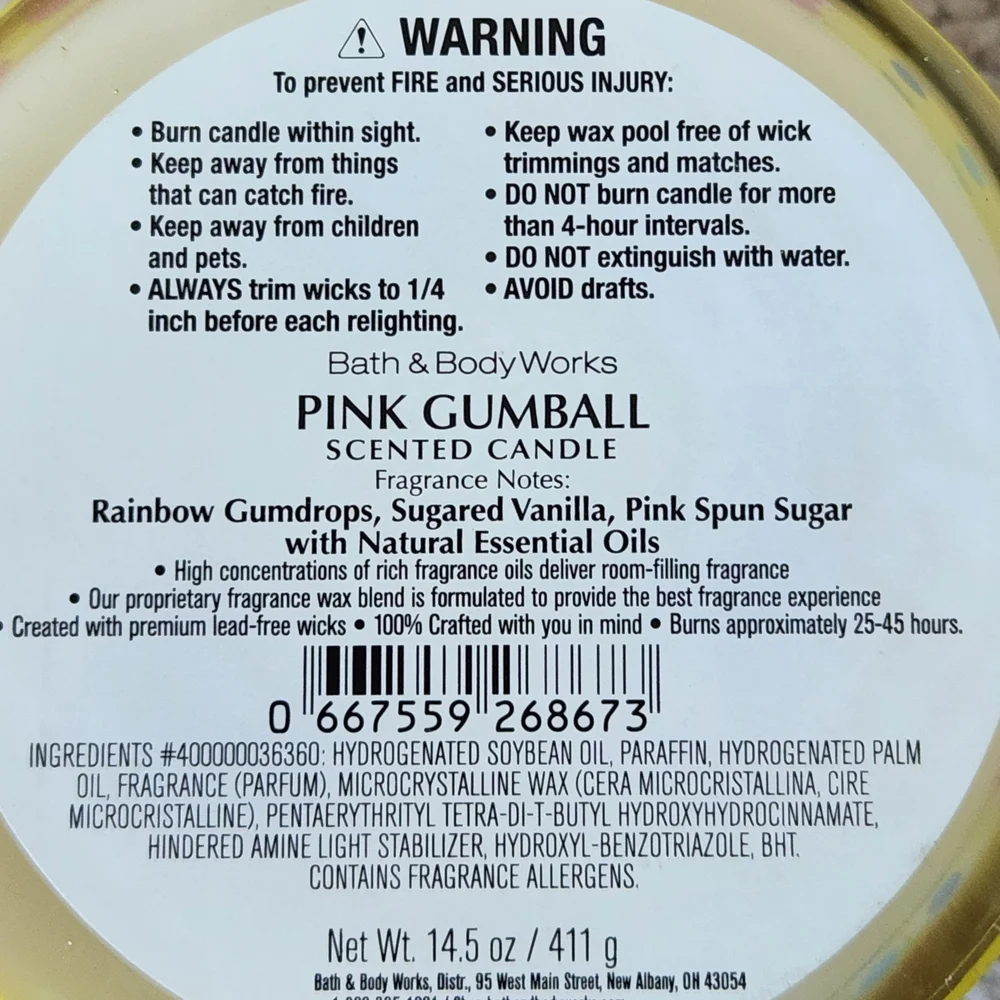 Bath & Body Works Pink Gumball 3-Wick Candle